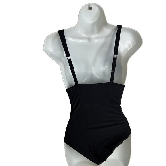 J.Crew $98 Ruched plunge one-piece swimsuit Black Size XL CI098 - Picture 3 of 8